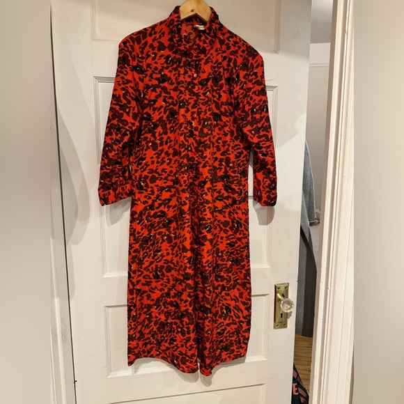 RED LEOPARD BUTTON UP LOOSE DRESS - Picture 5 of 5